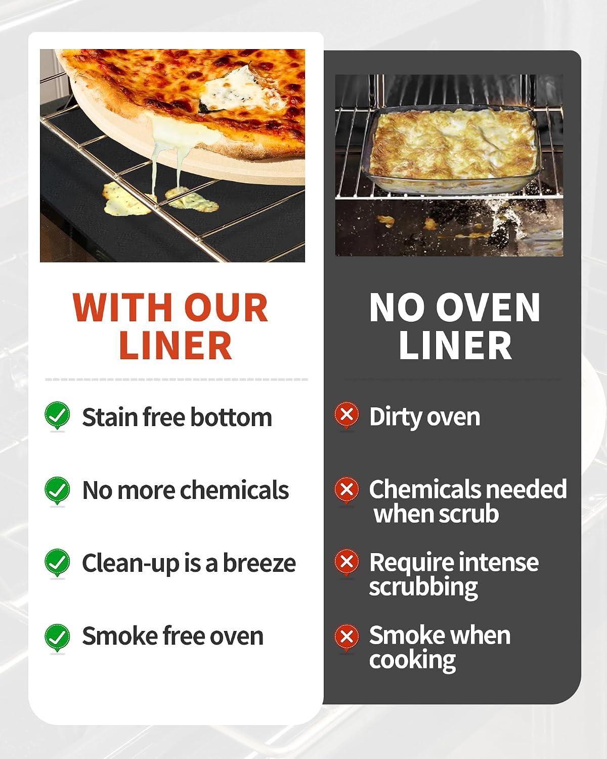 17 by 25 inch oven liner mats for catching food drips and crumbs