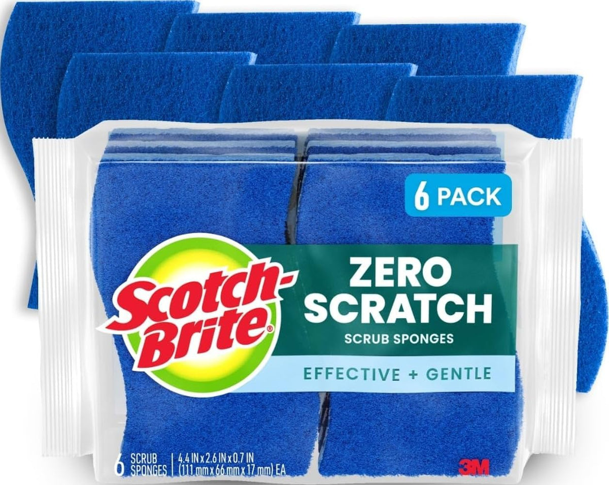 Six-pack dish cleaning sponges for washing dishes and household use
