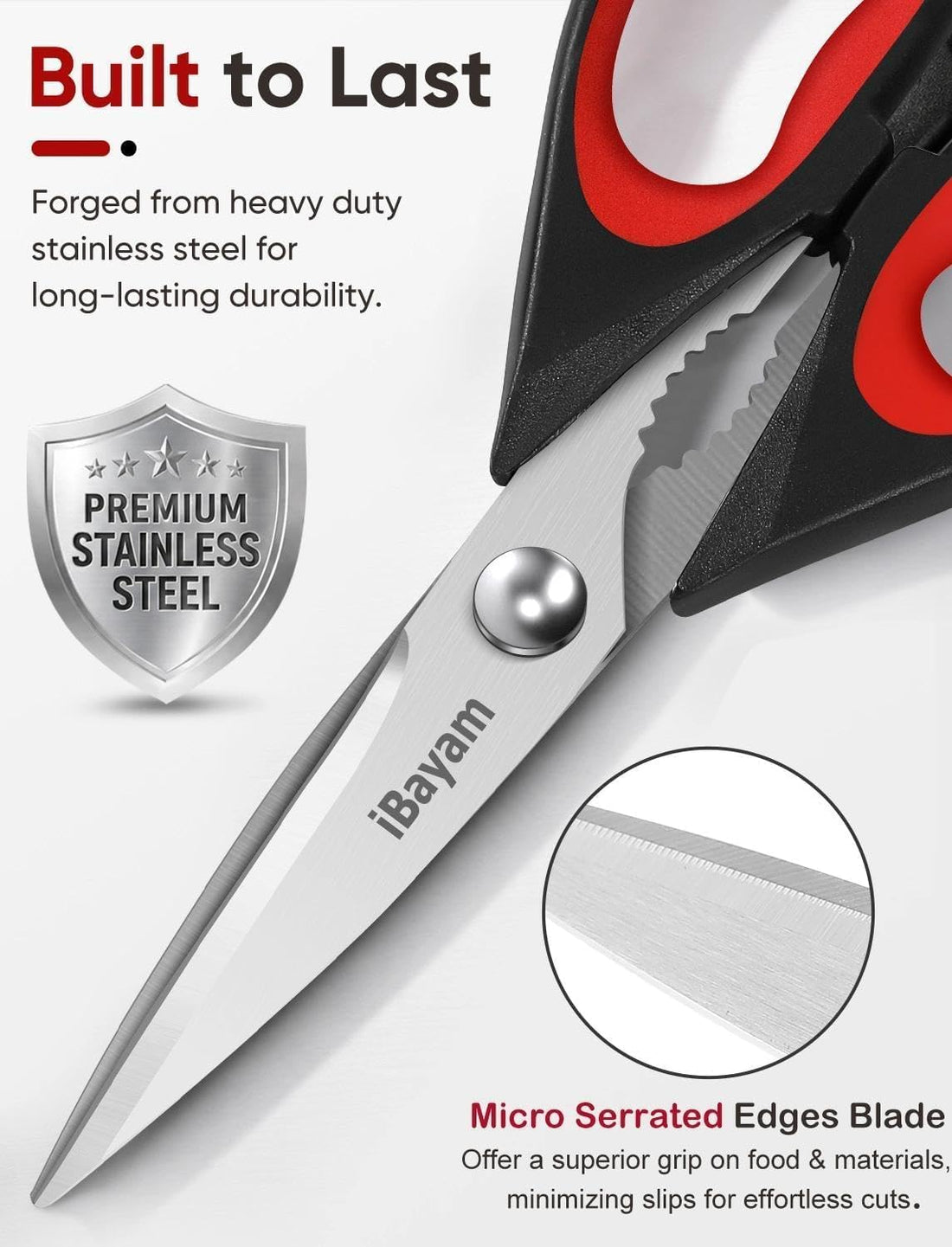 2-Pack Kitchen Scissors with Protective Sheaths – Stainless Steel All-Purpose Food Shears