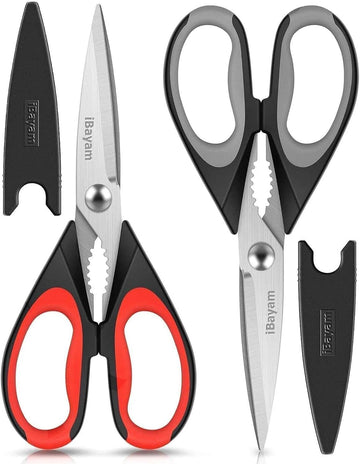 2-Pack Kitchen Scissors with Protective Sheaths – Stainless Steel All-Purpose Food Shears