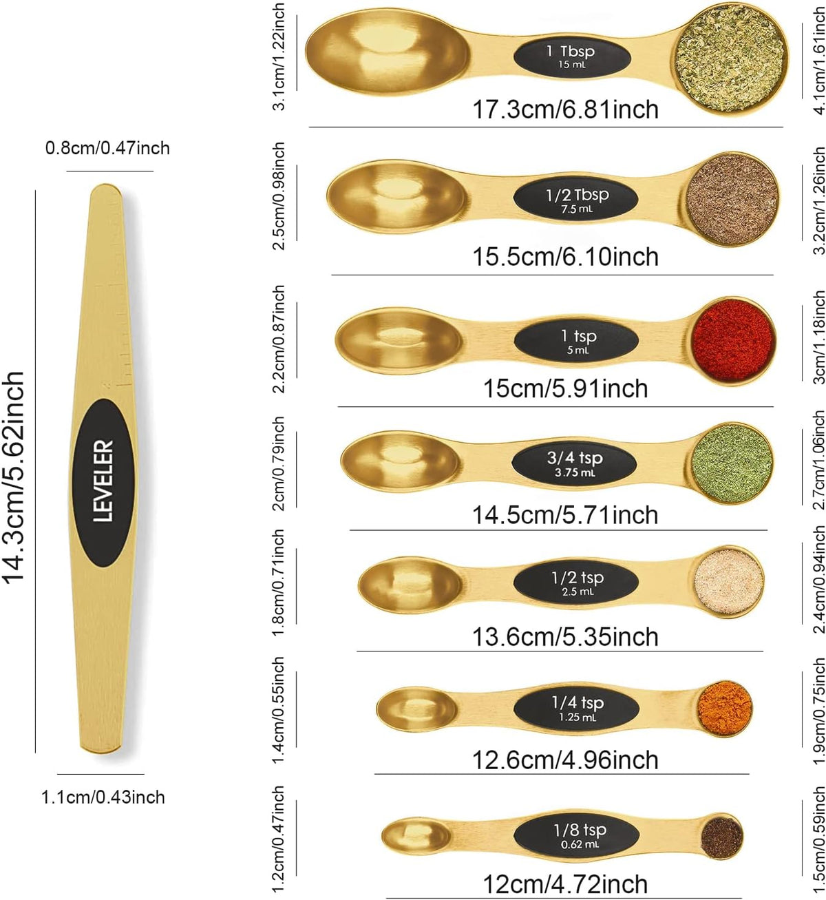 Metal measuring spoons for baking ingredients spices and recipe measurements