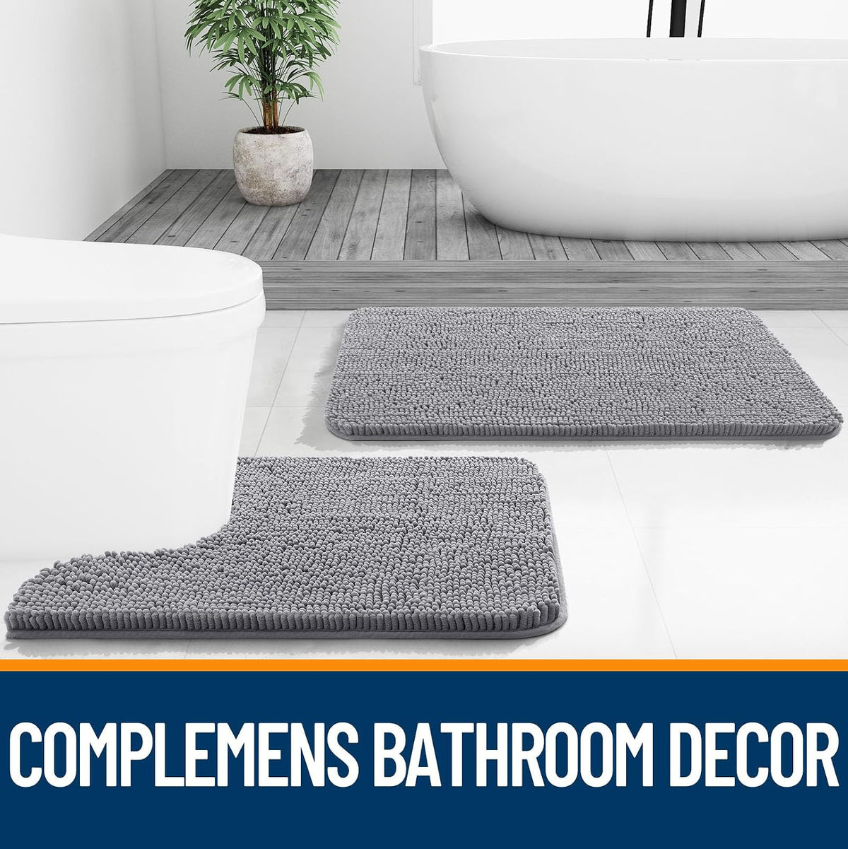 Bathroom rug positioned near a bathtub