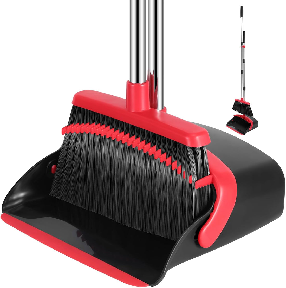 Dustpan teeth designed to help remove hair from broom bristles