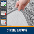 Plush bath mat designed to absorb everyday bathroom moisture