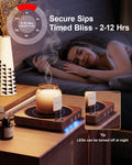 Electric coffee cup warmer with timer and front control buttons
