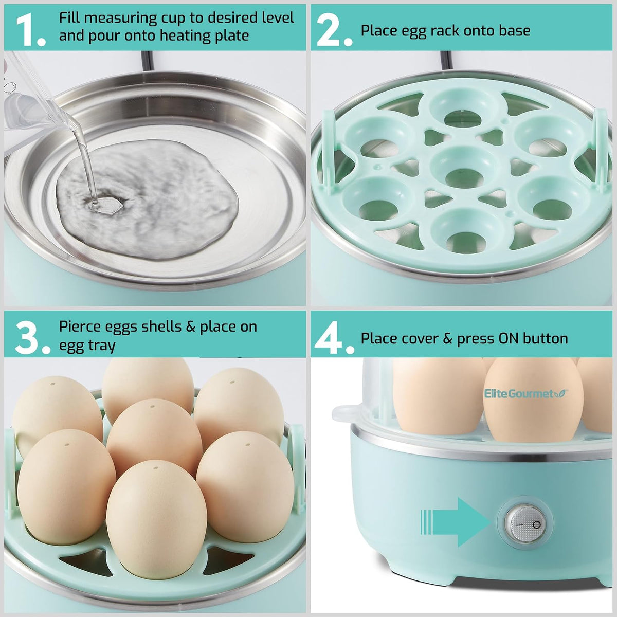 Electric egg boiler with a clear lid for viewing eggs during cooking