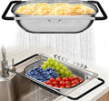 Expandable over-the-sink colander for rinsing and draining food