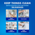 Household cleaning wipes in a convenient dispensing package