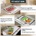 Extendable handles supporting a colander across a kitchen sink