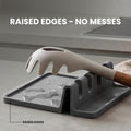 Compact utensil rest designed for use beside the kitchen stove