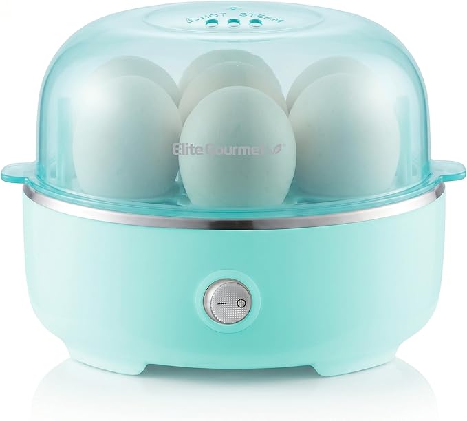 Mint green electric egg cooker with transparent dome lid