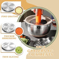 Mixing bowl set with interchangeable grater and slicing attachments