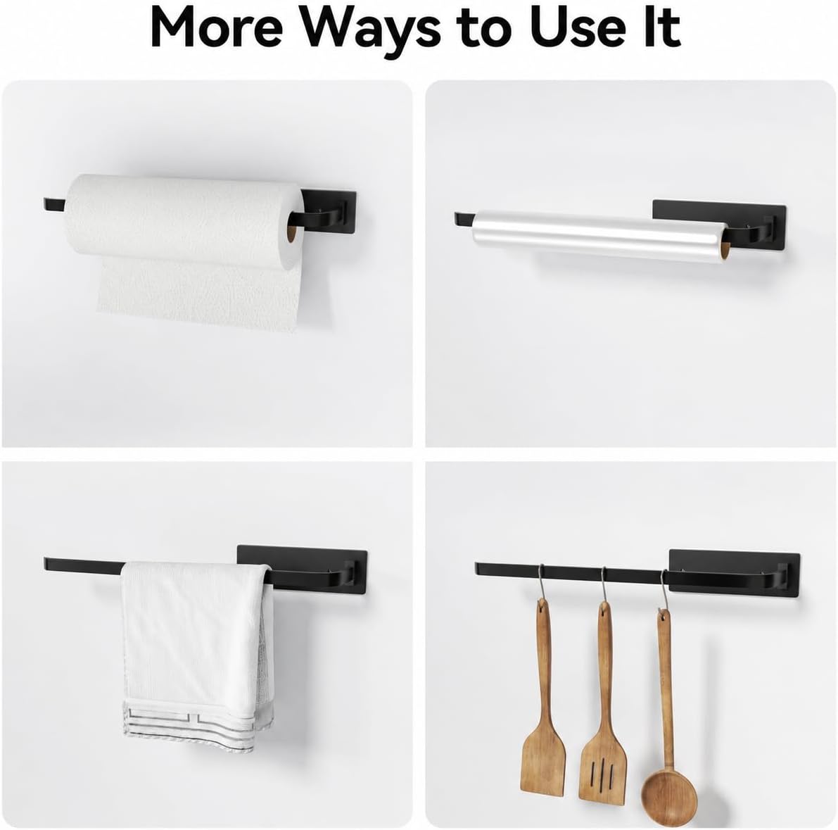 Adhesive paper towel holder for suitable smooth surfaces without drilling