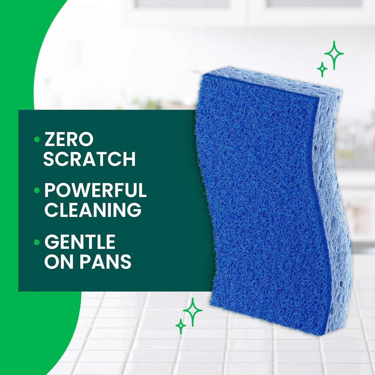 Wavy-shaped dish cleaning sponge designed for a comfortable grip