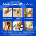 Bleach-free multi-surface cleaning wipes for compatible household surfaces