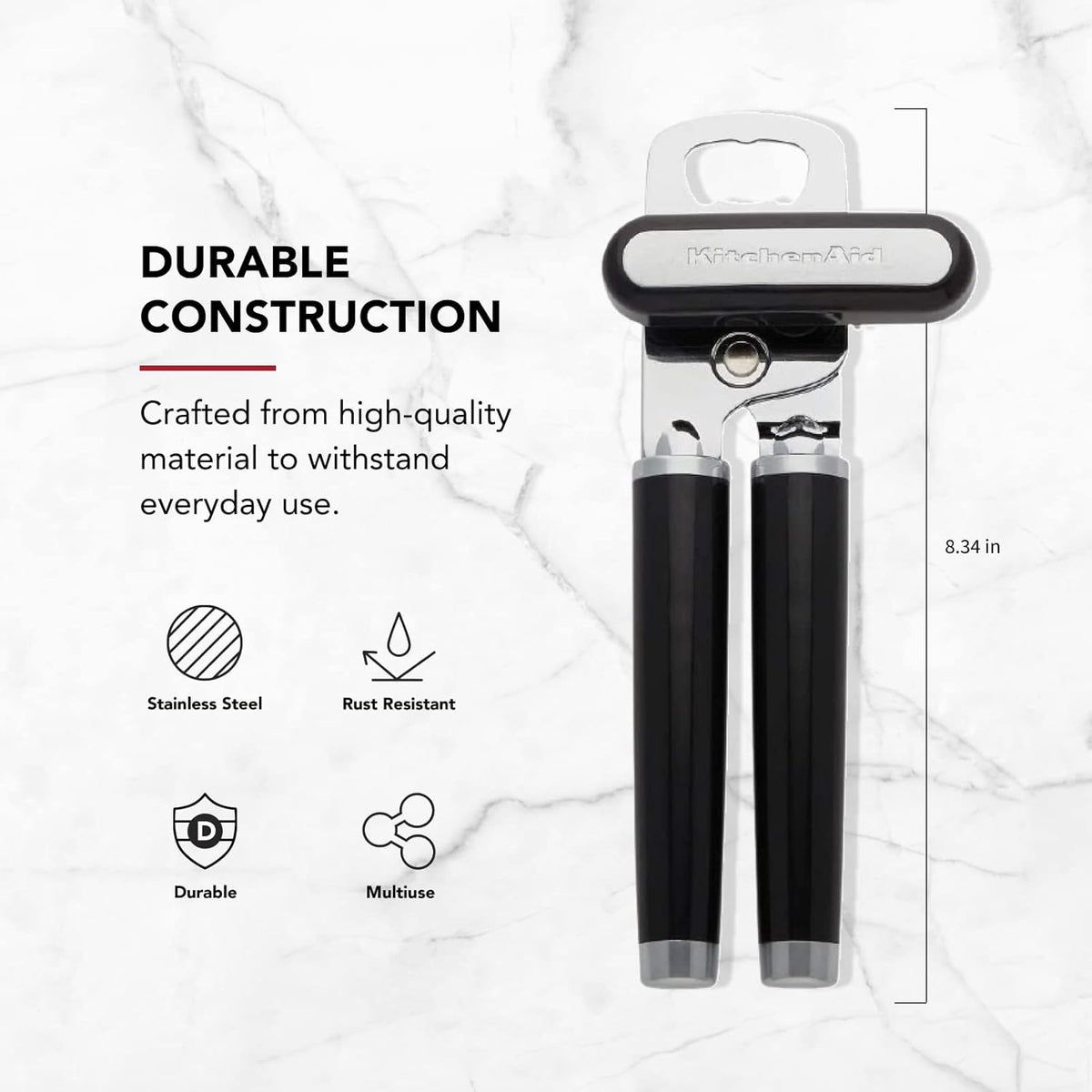 Integrated bottle opener built into a multifunction kitchen opener