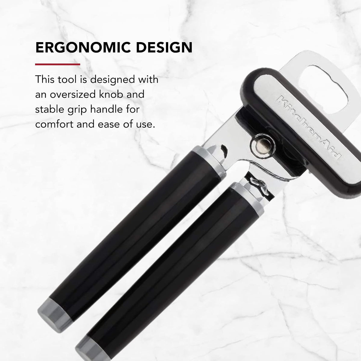 Classic can opener featuring comfortable ergonomic handles