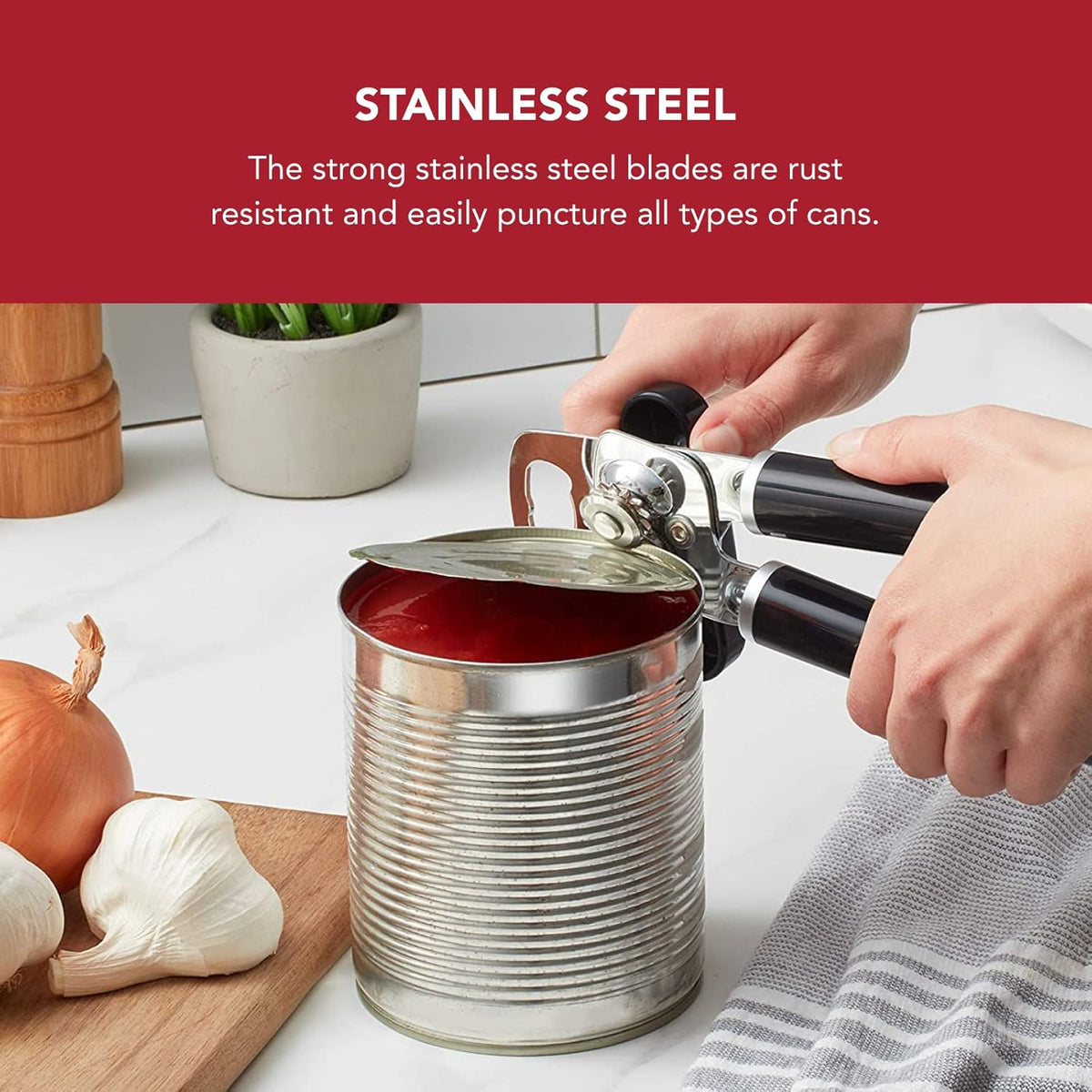 Stainless steel cutting wheel on a classic can opener