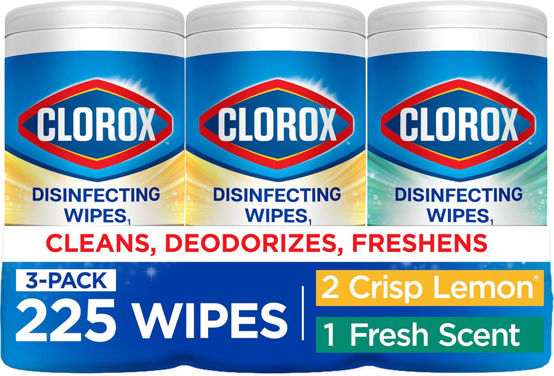 Clorox disinfecting wipes sold in three 75-count canisters