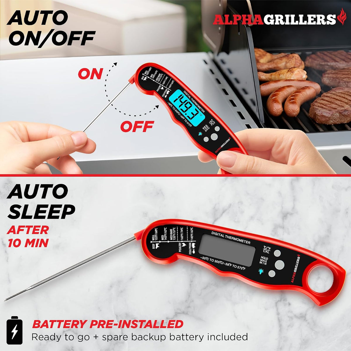 Digital meat thermometer described as waterproof by the manufacturer