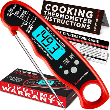 Digital instant-read meat thermometer for checking food temperatures