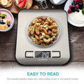 Digital food scale displaying ingredient weight in grams