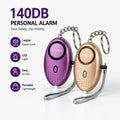 Two emergency alarm keychains with metal key rings