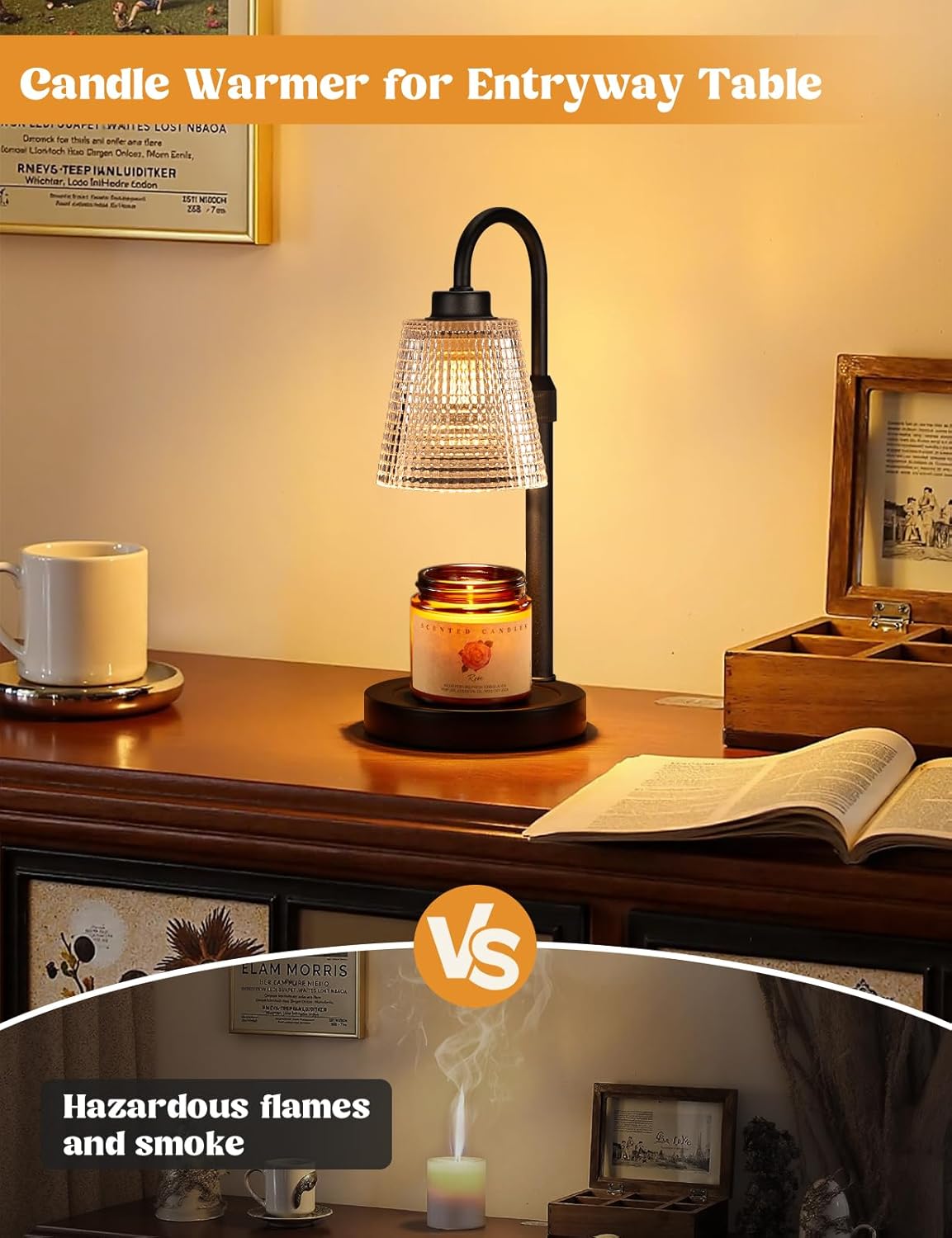 Flame-free candle warming lamp for scented jar candles
