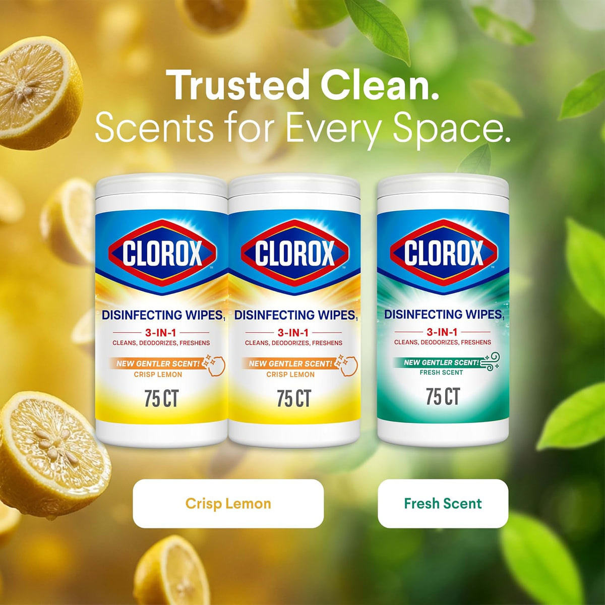 Clorox disinfecting wipes in Fresh Scent and Crisp Lemon varieties