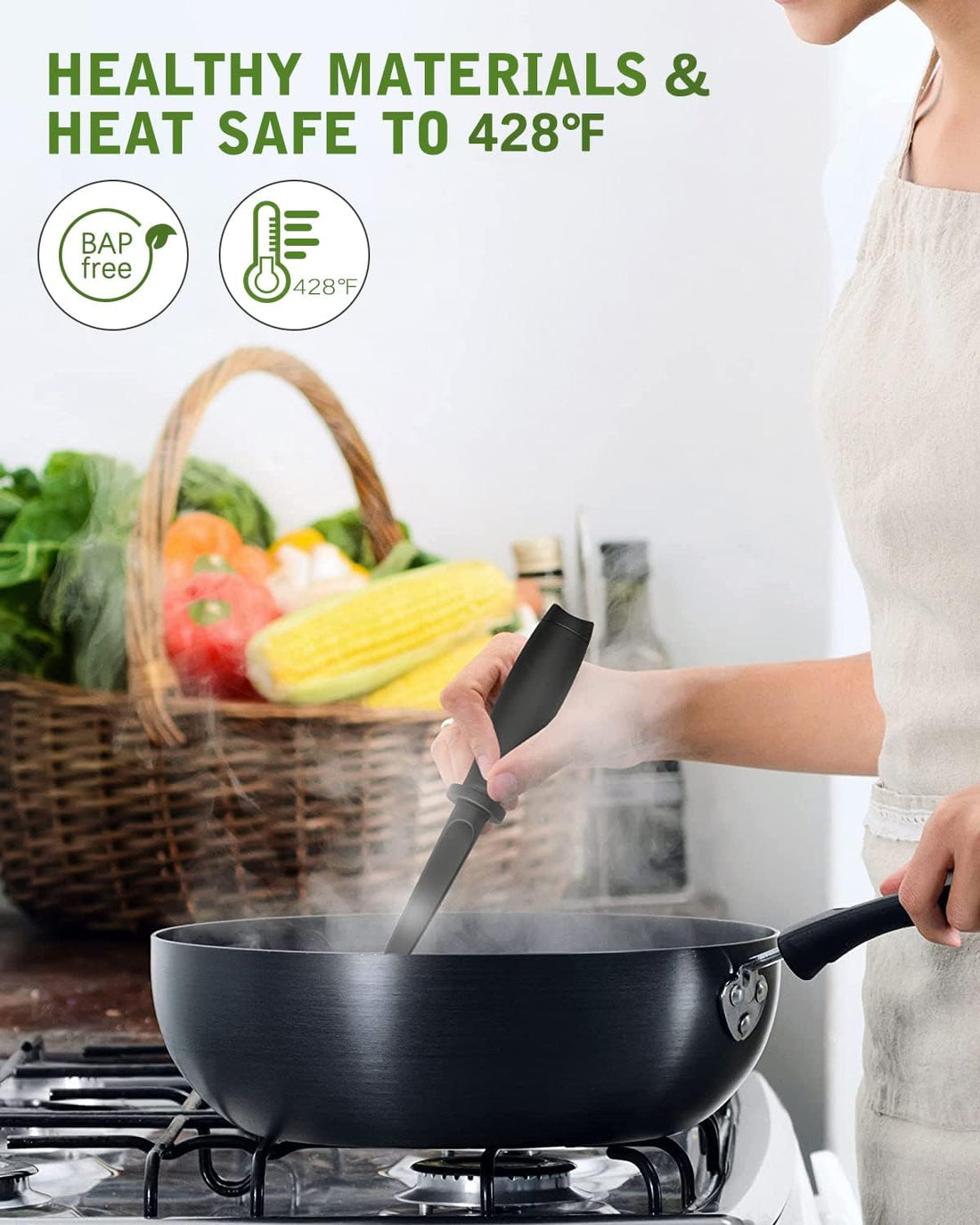 Black five-blade meat chopper and masher kitchen utensil