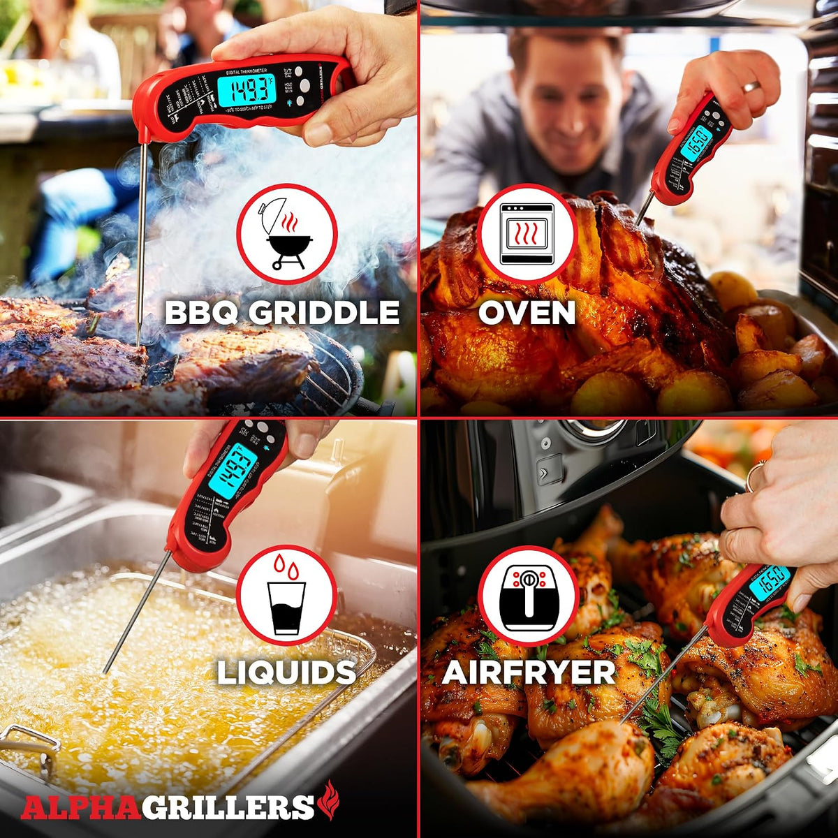 Instant-read thermometer probe for checking internal food temperatures