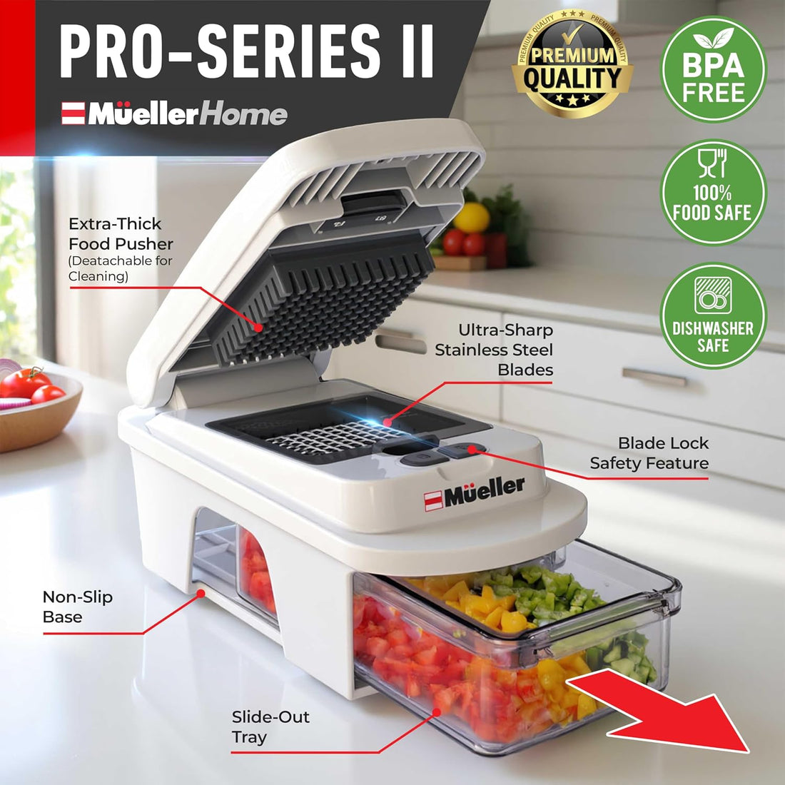 Multi-function vegetable chopper and slicer with food collection container