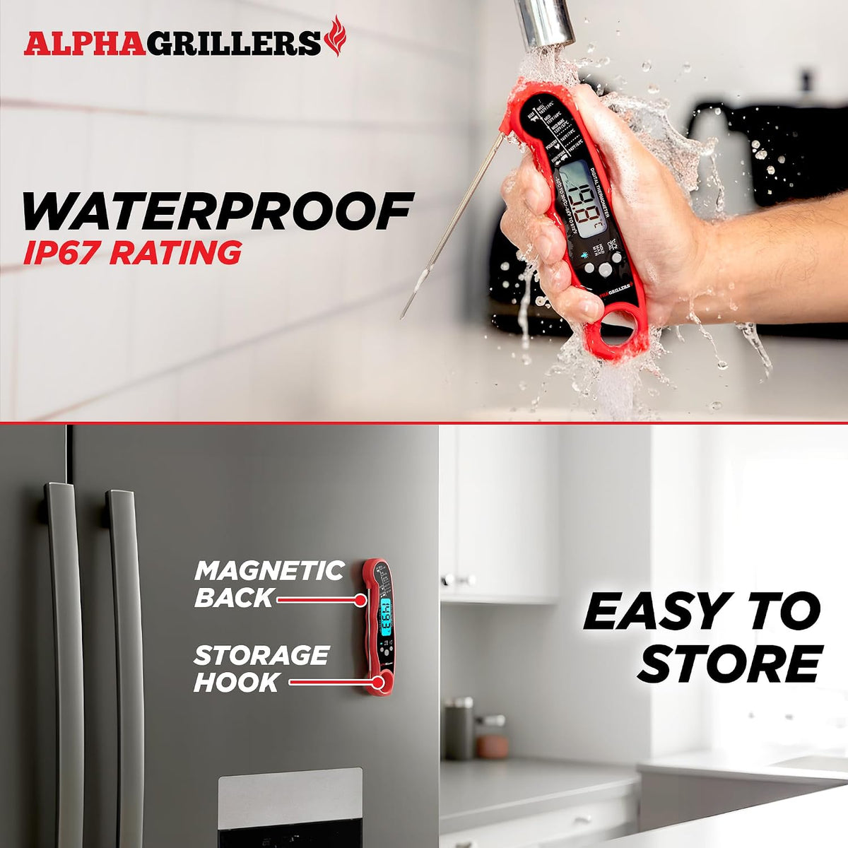 Compact digital food thermometer for BBQ and everyday cooking