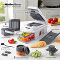 Vegetable preparation set with cutting attachments and collection container