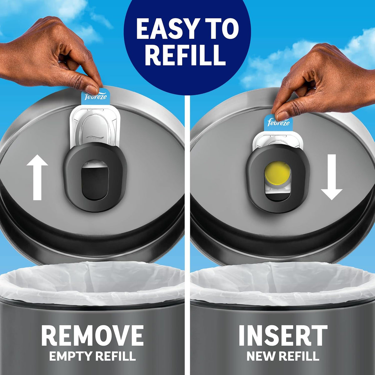 Trash odor-fighting starter kit labeled for up to 90 days of combined freshness