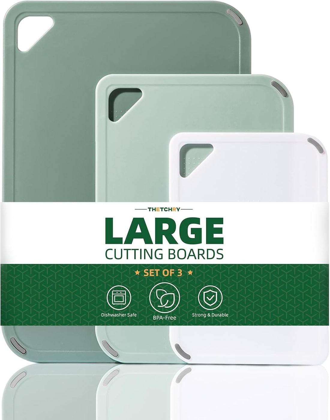 Three-piece cutting board set for everyday kitchen food preparation
