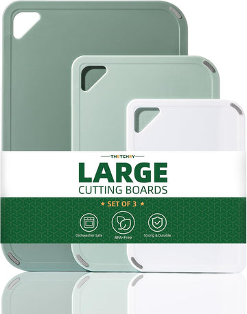 Three-piece cutting board set for everyday kitchen food preparation