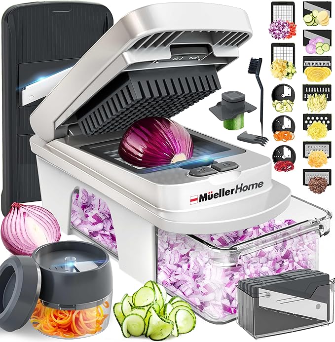 Multi-function vegetable chopper and slicer with food collection container