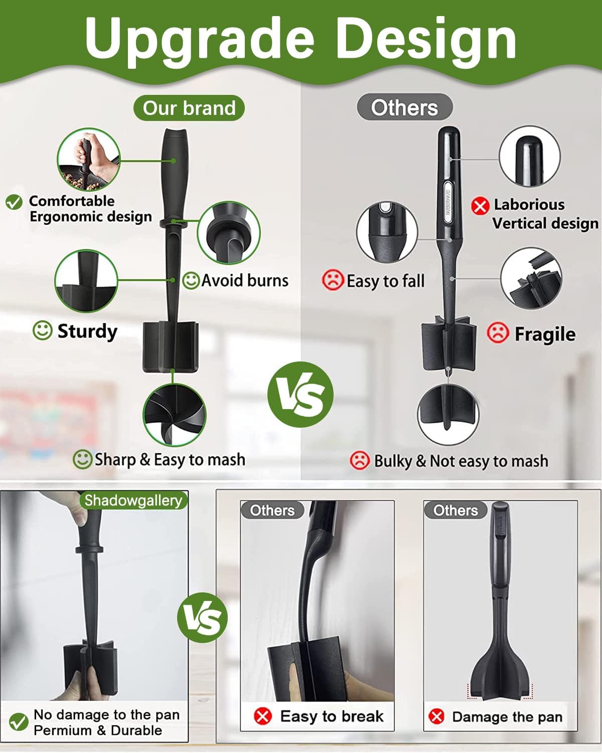 Nonmetallic meat chopper head designed for everyday cooking