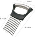 Onion slicing guide designed to hold an onion steady during cutting