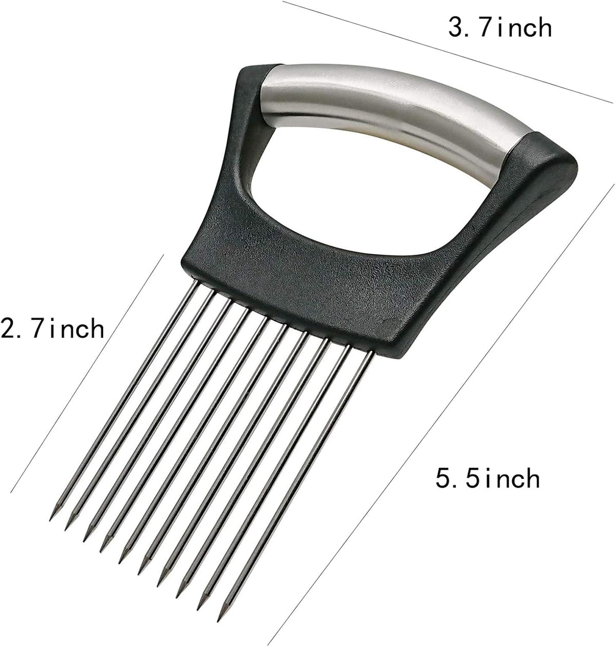 Onion slicing guide designed to hold an onion steady during cutting