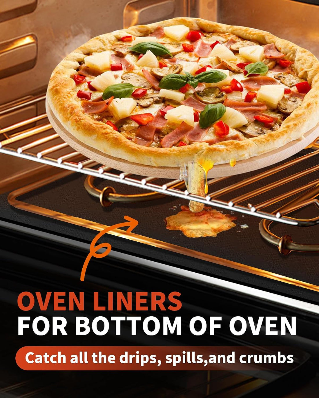 Two-piece reusable oven liner set for easier kitchen cleanup