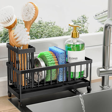 Space-saving kitchen sink storage caddy for everyday cleaning essentials
