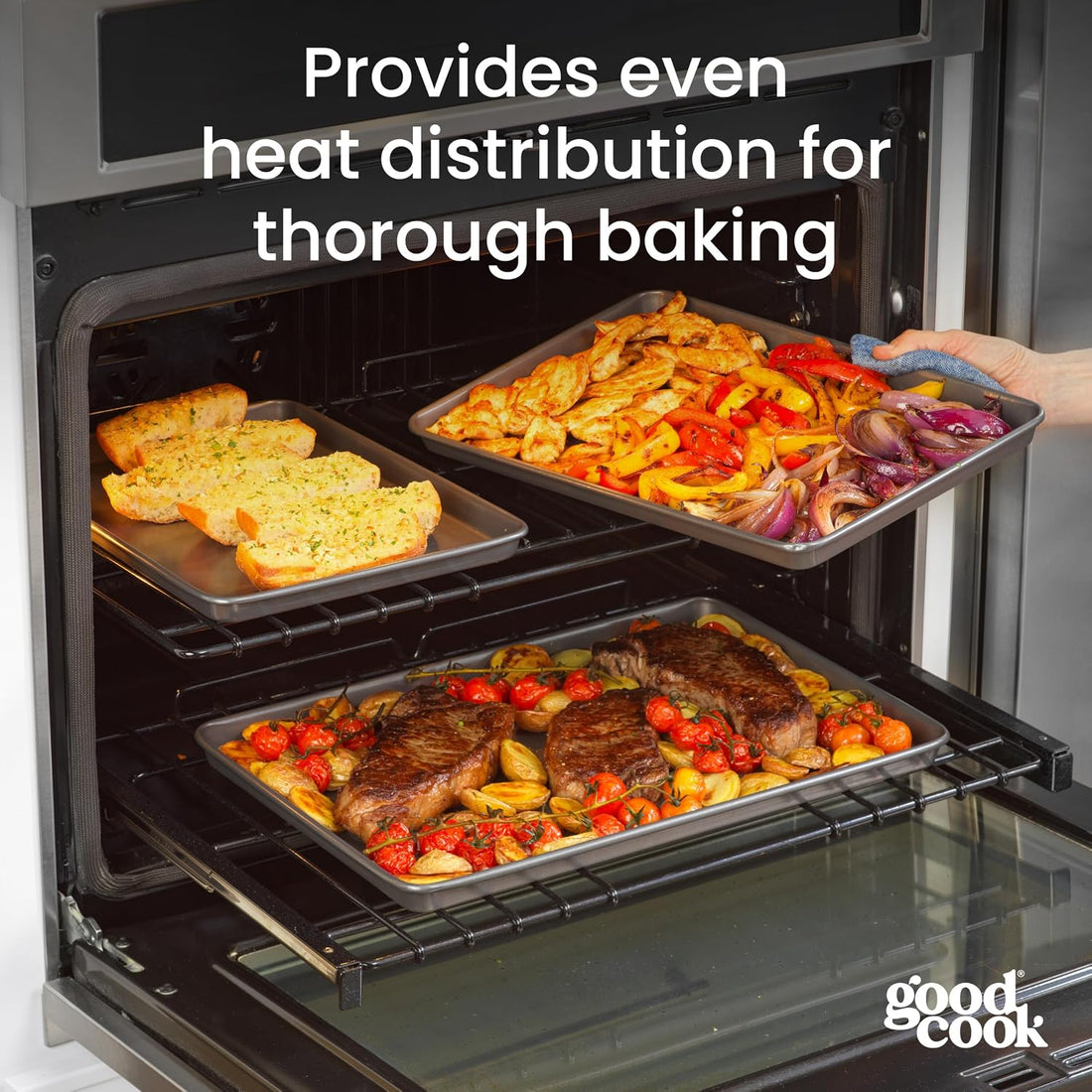 Raised-edge nonstick baking trays for cookies pastries and snacks